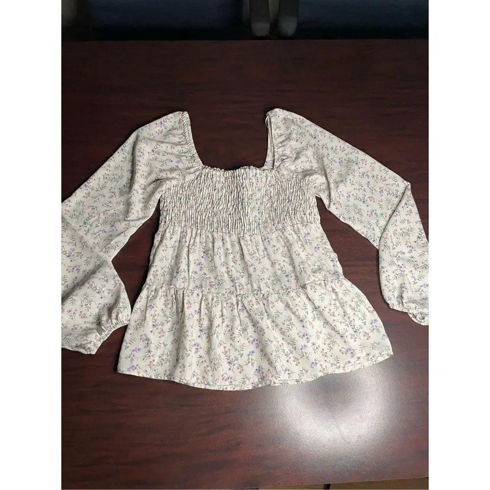 Paper Crane Smocked Floral Blouse- X-Small
